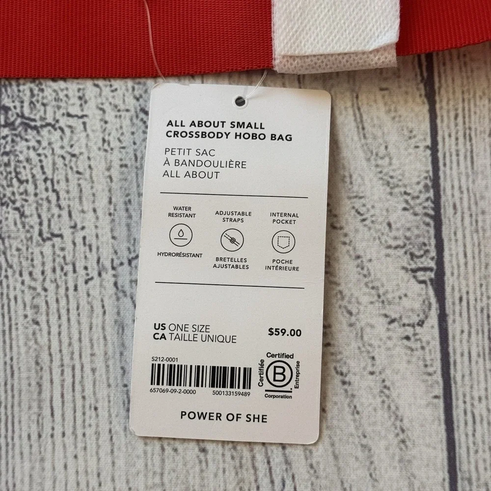 Athleta All About Small Crossbody Hobo Bag New With Tags Color Cardinal)